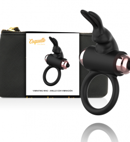 COQUETTE COCK RING WITH VIBRATOR BLACK/ GOLD