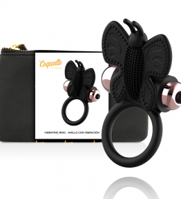 ANELLO VIBRATORE COQUETTE COCK RING FARFALLA NERO / ORO