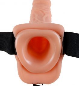 FETISH FANTASY SERIES 9" HOLLOW STRAP-ON WITH BALLS 22.9CM  FLESH