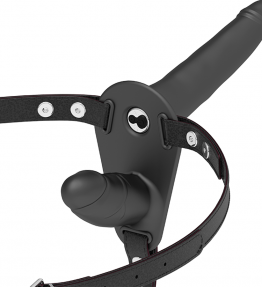 FETISH SUBMISSIVE DOPPIA CINGHIA VIBRATORE STRAP-ON NERO