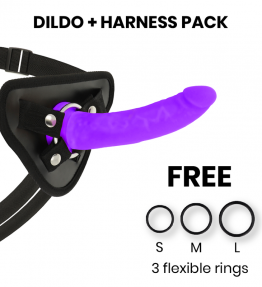 DELTA CLUB TOYS HARNESS + DONG PURPLE SILICONE 17 X 3CM