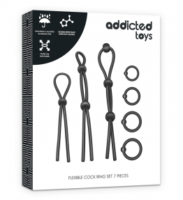 ADDICTED TOYS SET DI ANELLI PER CAZZO IN SILICONE FLESSIBILE 7 PEZZI