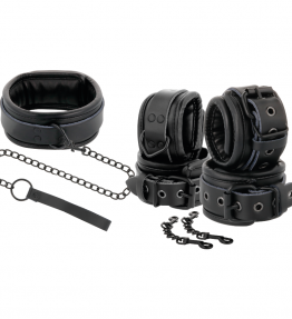 DARKNESS LEATHER AND HANDCUFFS BLACK