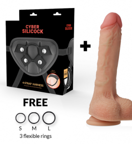 CYBER SILICOCK STRAP-ON CONNOR SILICONE LIQUIDO CON 3 ANELLI IN OMAGGIO